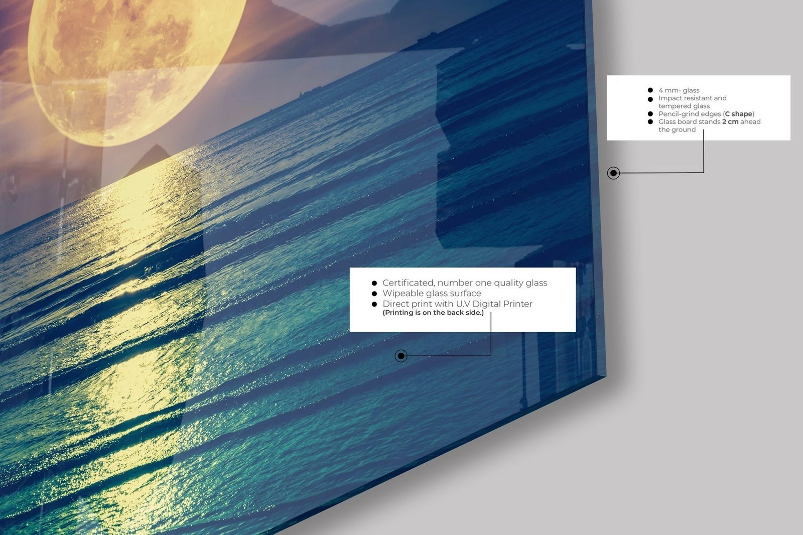 Pikturë dekorative prej xhami të temperuar, shumëngjyrëshe, CAM1044034966 - 50x70cm