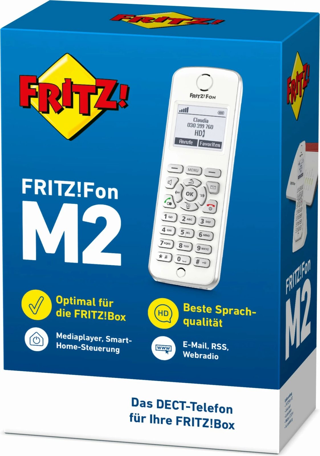 Telefon DECT AVM FRITZ!Fon M2, Wireless, 300 kontakte, Bardhë
