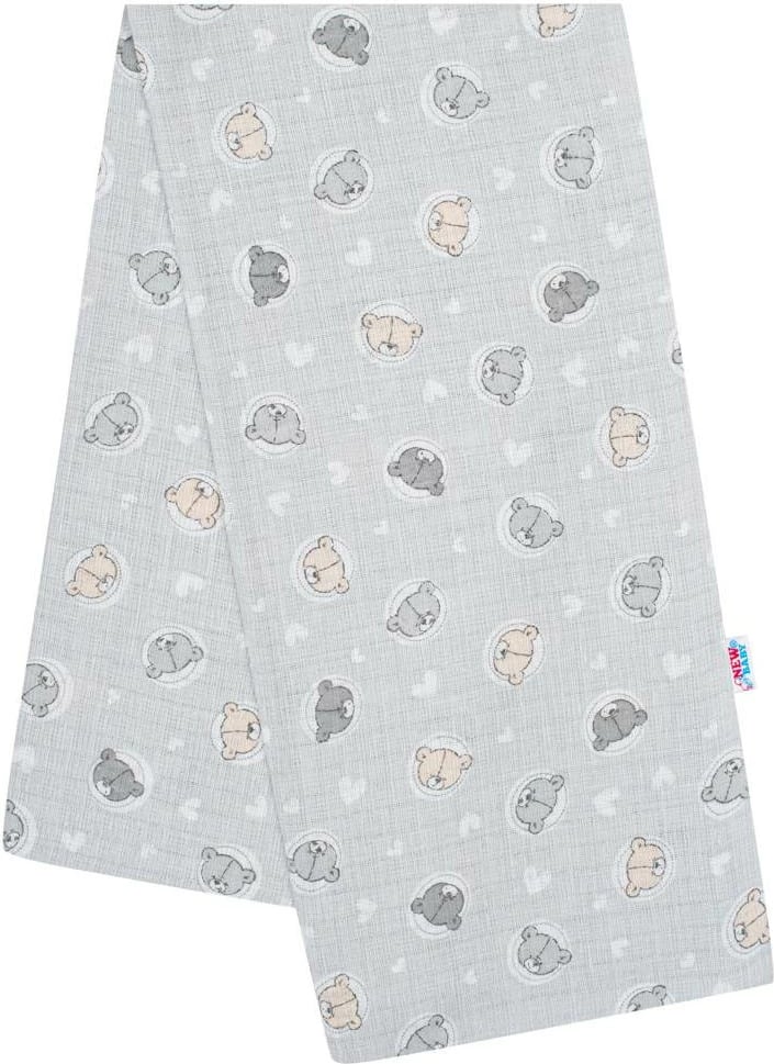 pelenë pëlhure bebe, NEW BABY, print Little Bears, 60x80 cm, gri