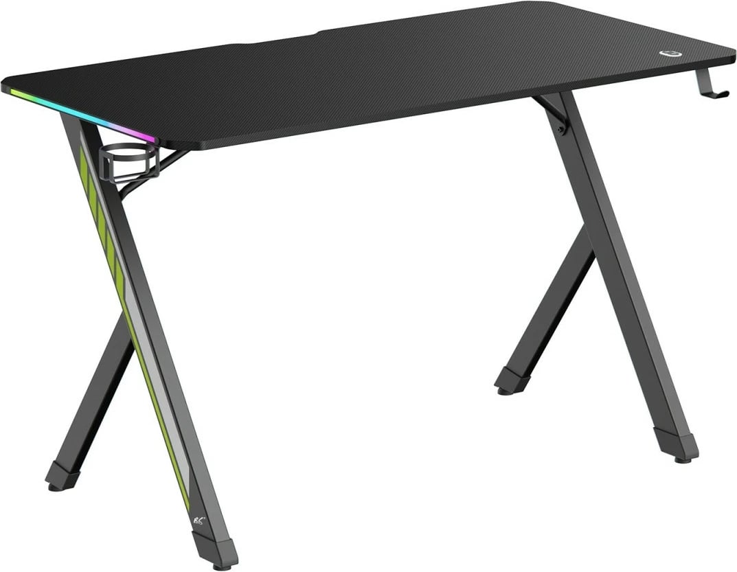 Tavolinë gaming, Maclean NanoRS RS102, 120x60 cm, LED RGB, e zezë