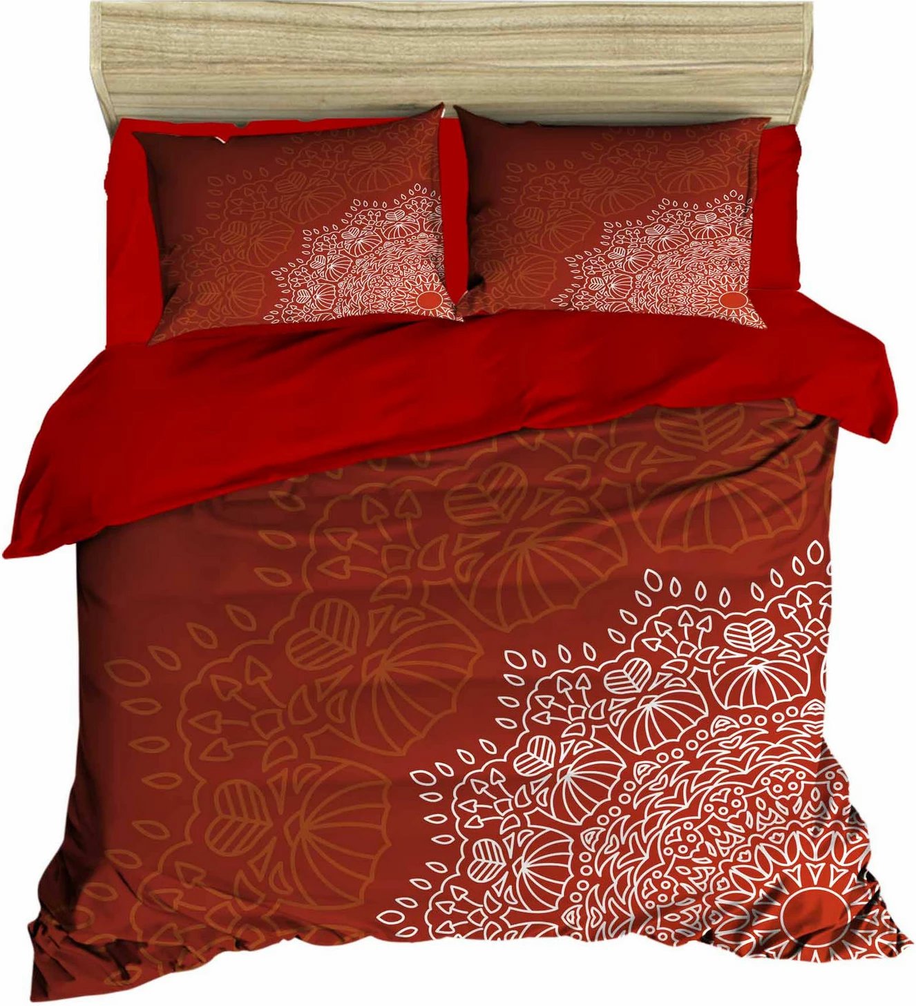 Set mbulesë për jorgan king size, L'essentiel, ngjyrë e kuqe, e bardhë, kafe, 441