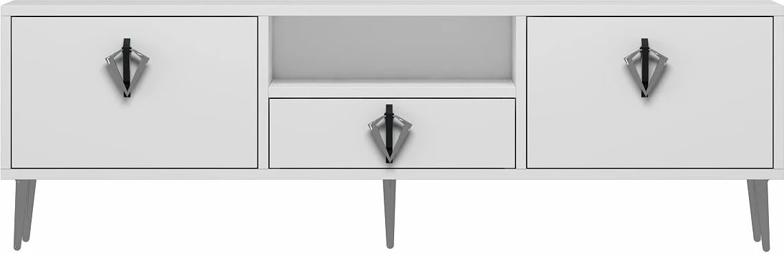 Komodë TV Skye Decor, 1311-DROP-32, e bardhë, e zezë, argjend