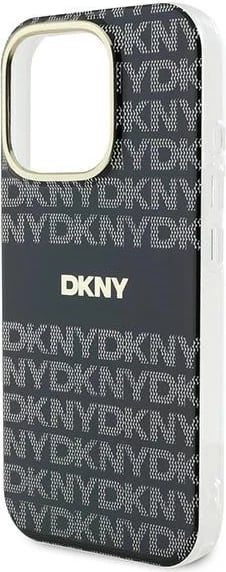 Mbështjellës DKNY Repeat Texture Pattern With Stripe për iPhone 16 Pro Max, zi