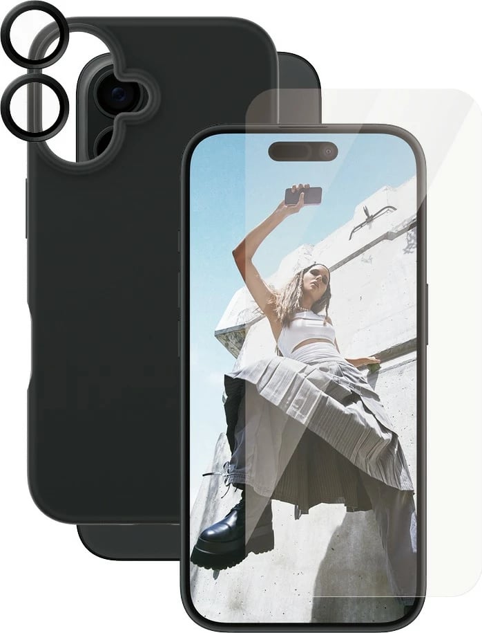 Mbështjellës PanzerGlass për iPhone 16, transparent, 3-në-1
