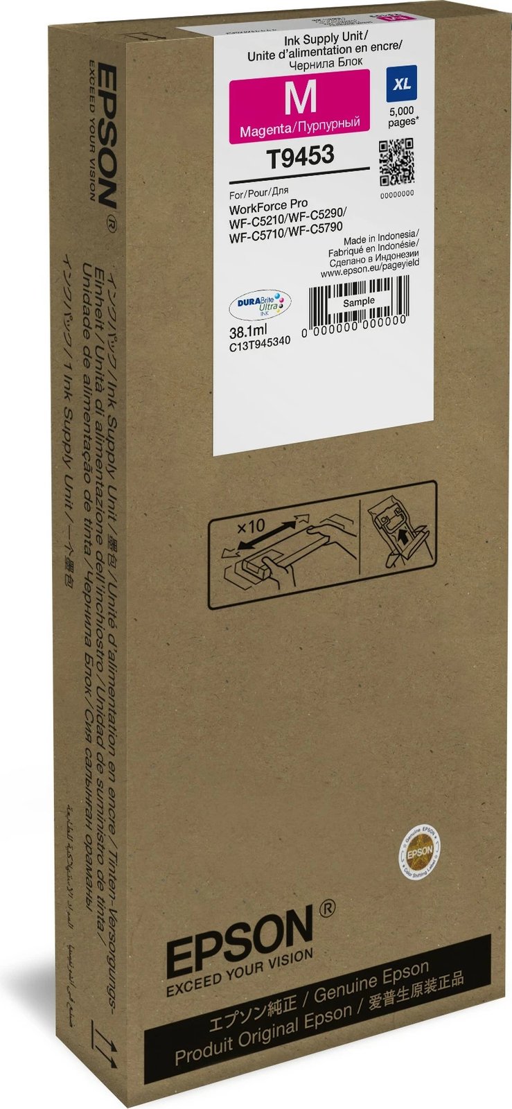 Kasetë bojë Epson WF-C5xxx XL Magenta, 38.1 ml