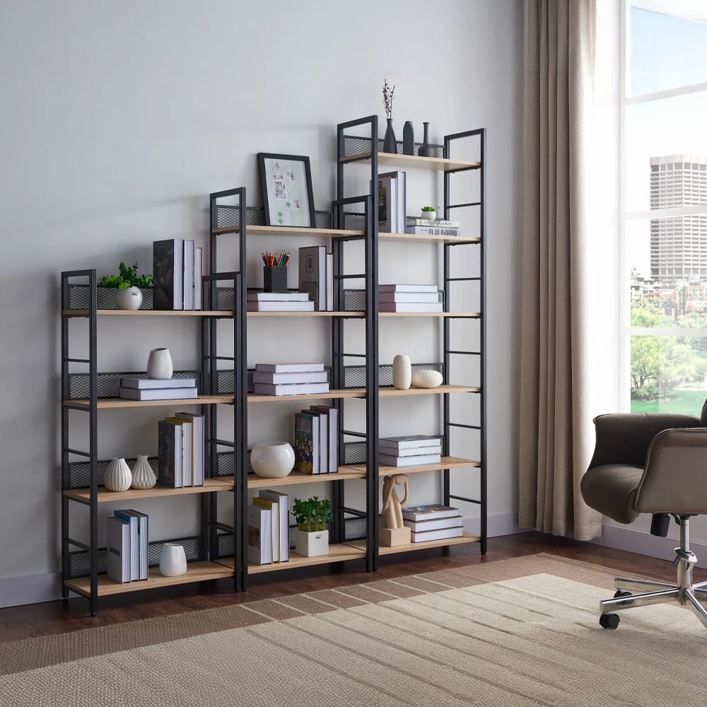 Raft librash Nest, ngjyrë natyrale/zezë, 60x28x187