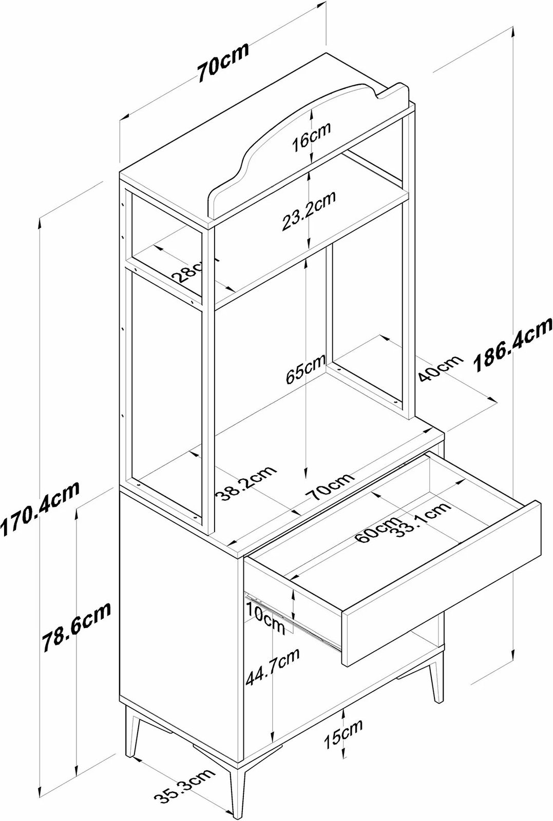 Dollap multifunksional Hanah Home, JE157 - 3123, ngjyrë arrë dhe e bardhë