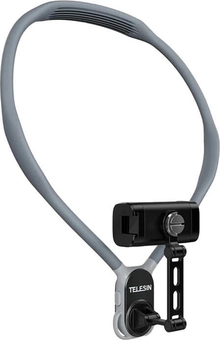 Mbajtës qafe për celular Telesin S2-HNB-02, silikon/çelik inox/PC, 70 cm, Gri