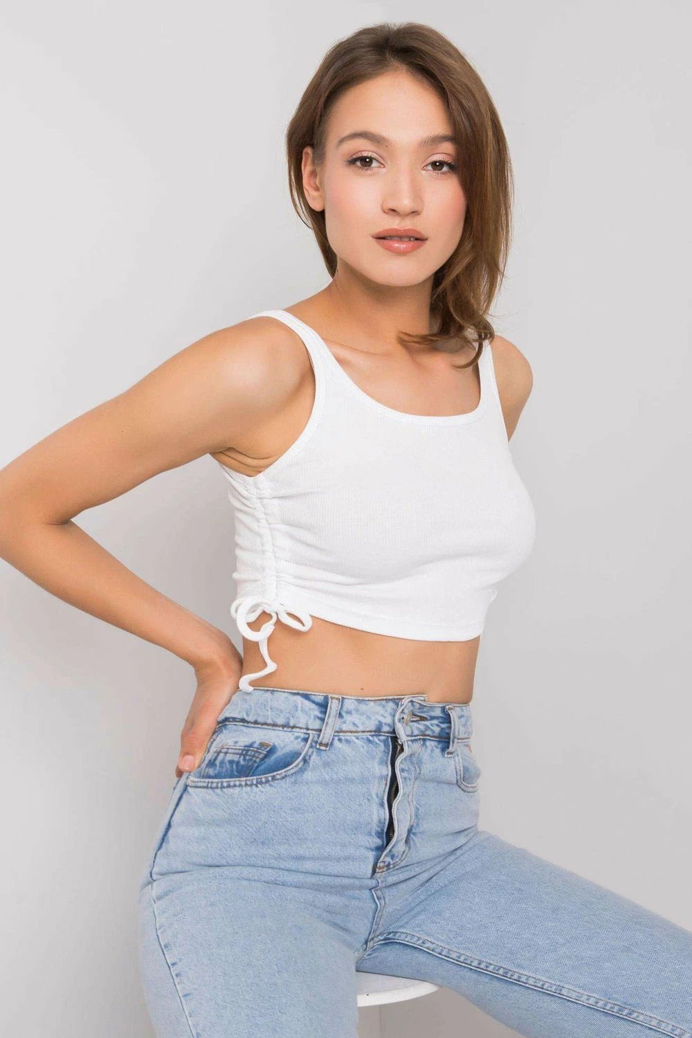 Crop top femra Rue Paris 215391, e bardhë
