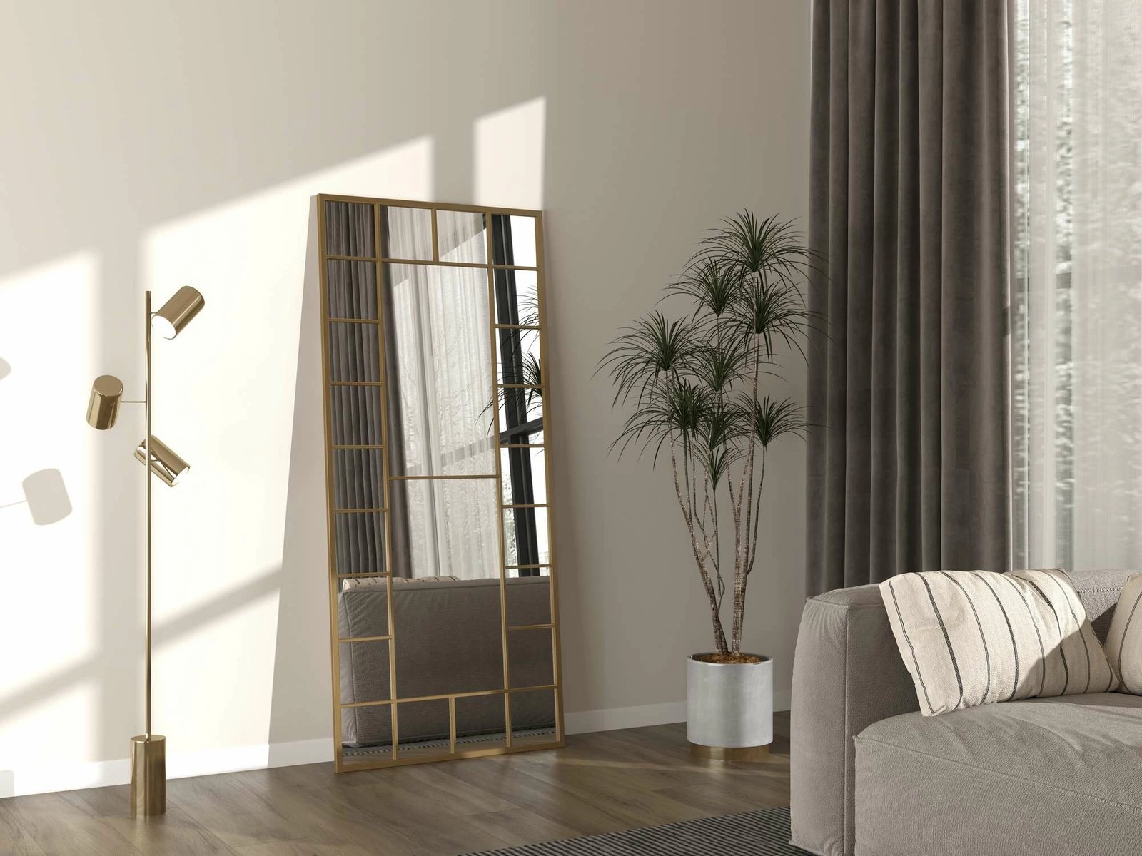 Pasqyrë e madhe Cheval, ngjyrë ari, Skye Decor, Boxia