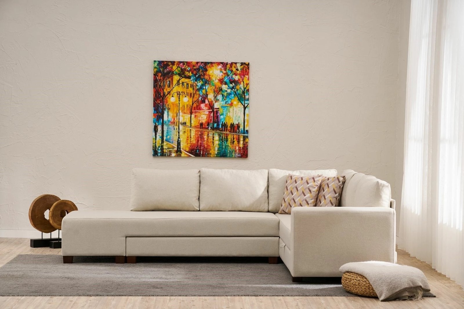 Kënd-sofë-krevat Atelier del Sofa, Aly Arzilla, kënd majtas, krem