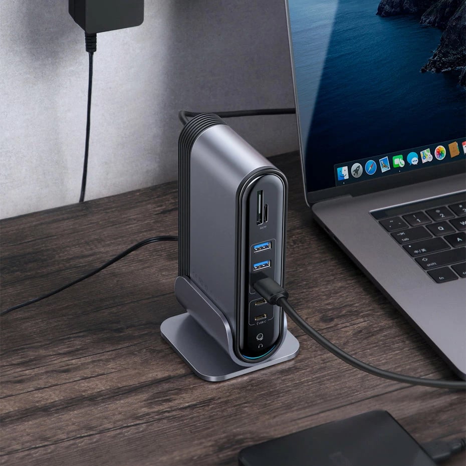 Kasë HUB multifunksional Baseus CAHUB-DG0G, 16 porta, 100W, Gri