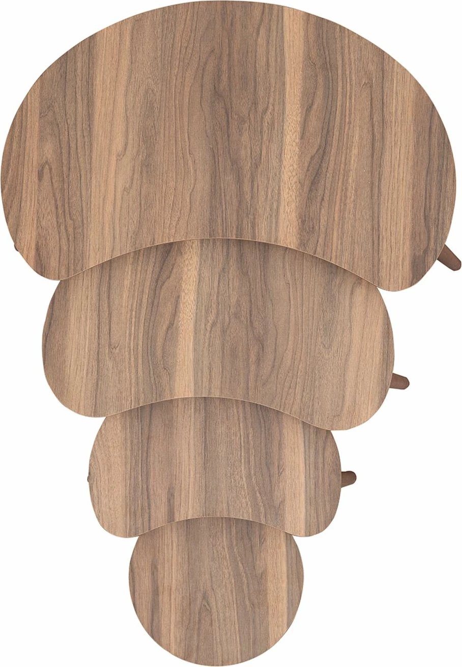 Set tavolinash ndihmëse, 4 copë, ngjyrë arre, Skye Decor, Moon