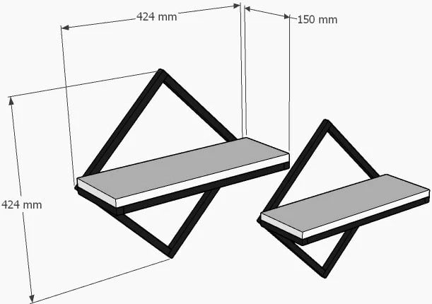 Raft muri Hanah Home, Sezo, antracit, 2 copë