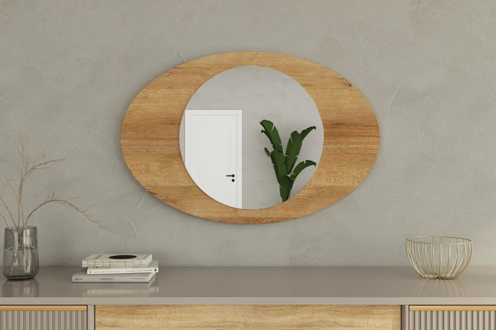 Pasqyrë dekorative, ngjyrë lisi Sapphire, Skye Decor, 60x90x2.2cm