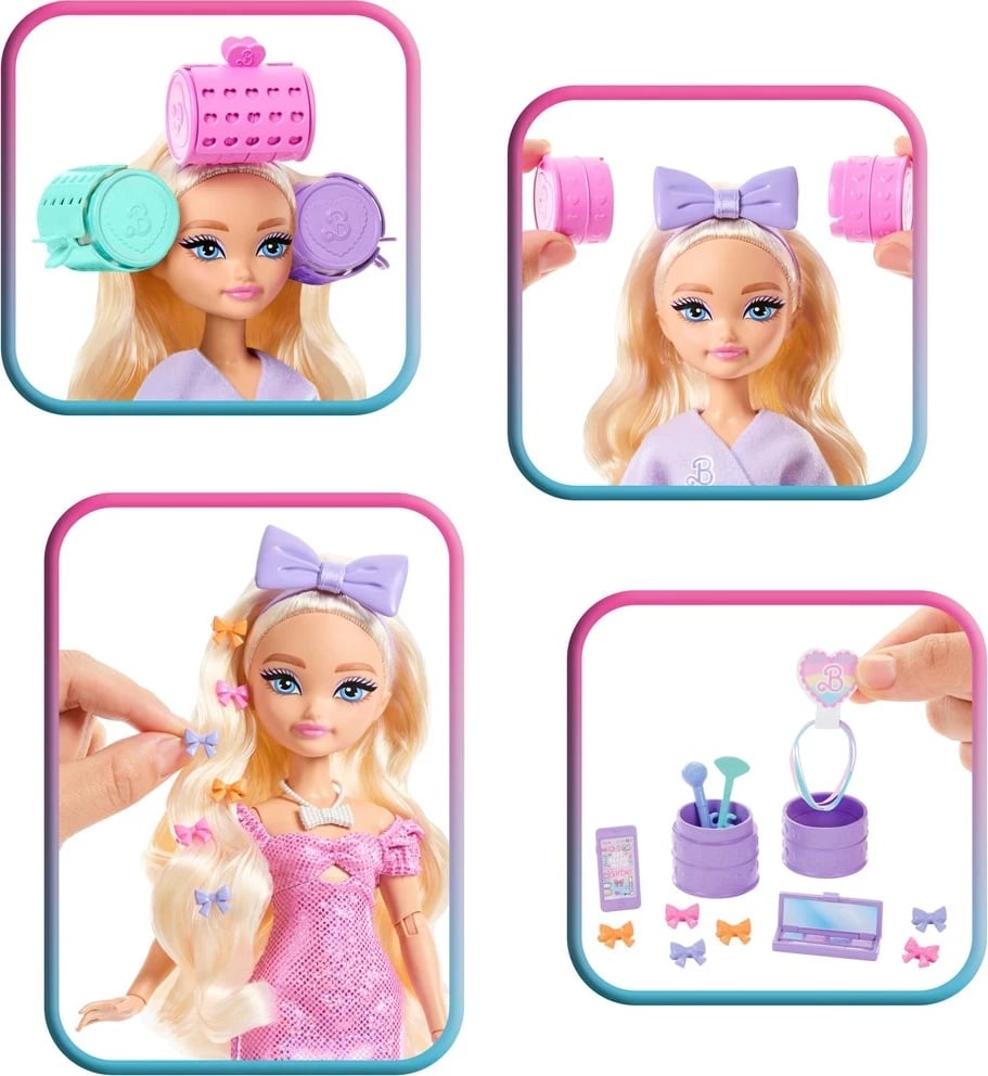 Kukull Barbie Dream GET READY WITH Malibu, MATTEL, 255739, shumëngjyrëshe me aksesorë surprizë