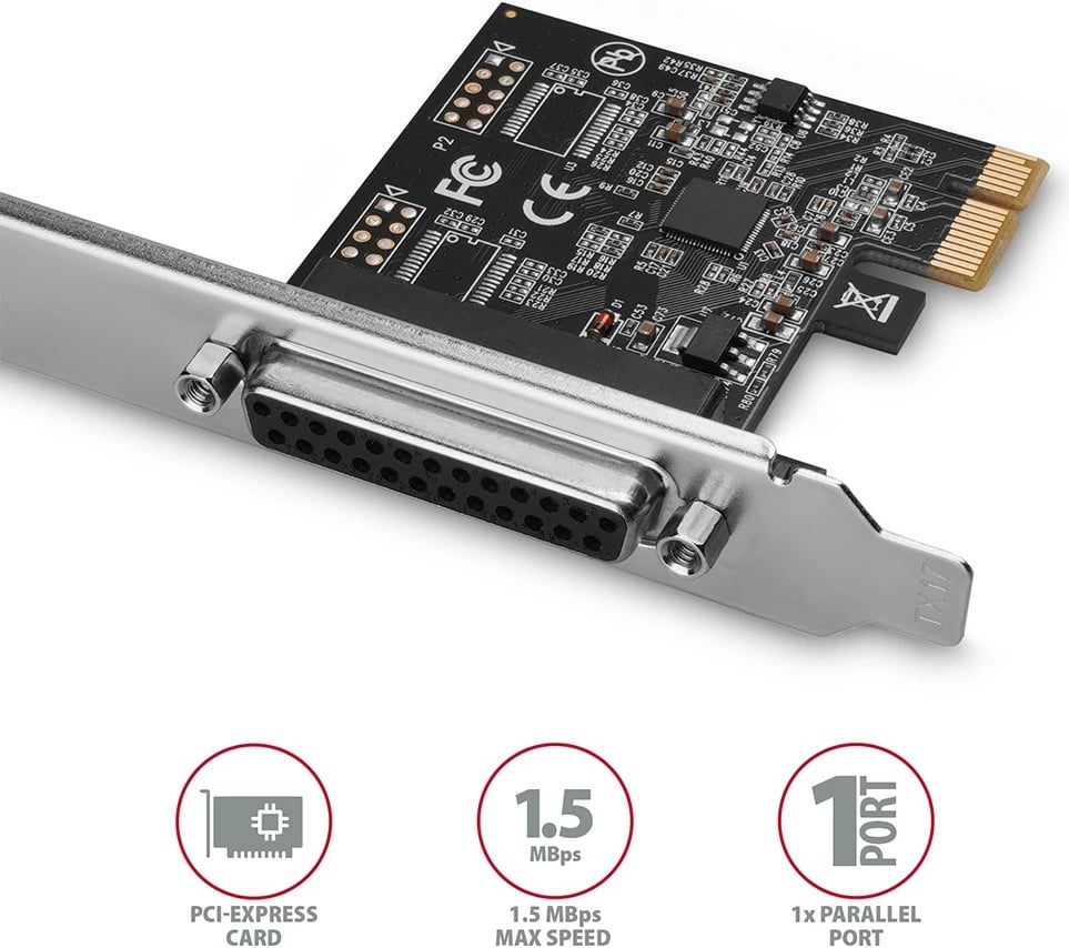 Kartë zgjerimi AXAGON PCEA-P1N, 1x LPT paralel, PCIe, me set standard & low profile