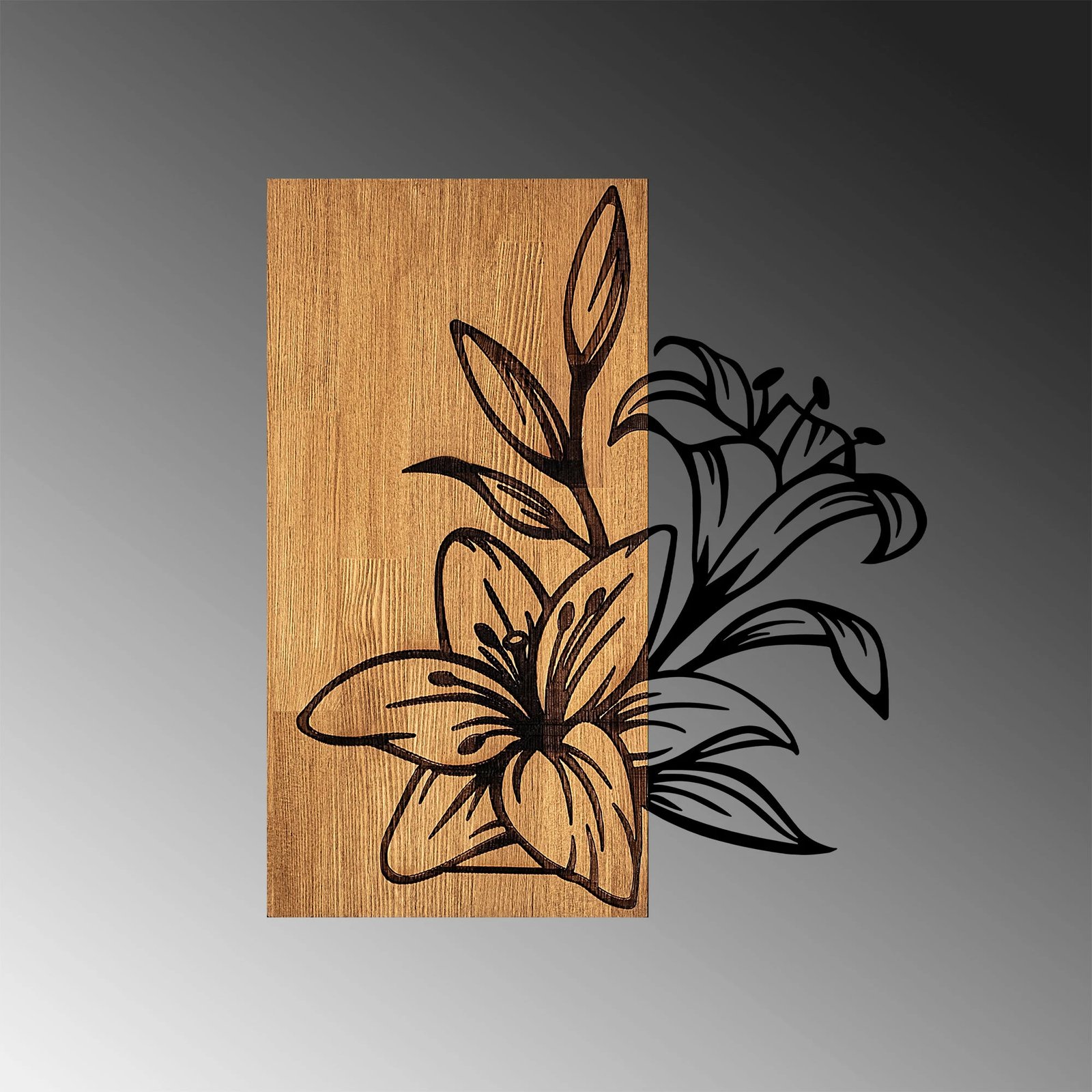 Aksesor dekorativ muri prej druri, Wallity, MA-280, ngjyrë arrë dhe e zezë