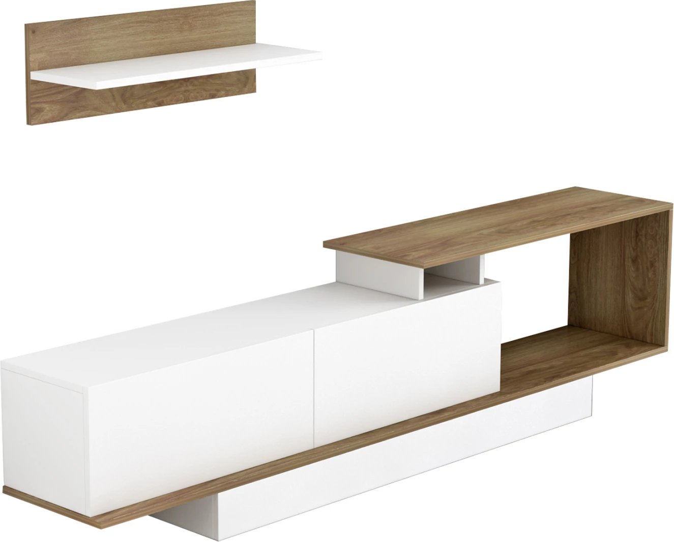 Set mobiljesh për TV GARCELLE FH8904.11 melaminë në ngjyrë natyrale-bardhë 180x29,6x45H cm Set mobiljesh për TV GARCELLE FH8904.11 melaminë në ngjyrë natyrale-bardhë 180x29,6x45H cm