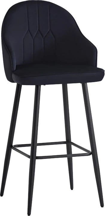 Karrige për bar Velva, kadife, ngjyrë e zezë, 49x63x113cm