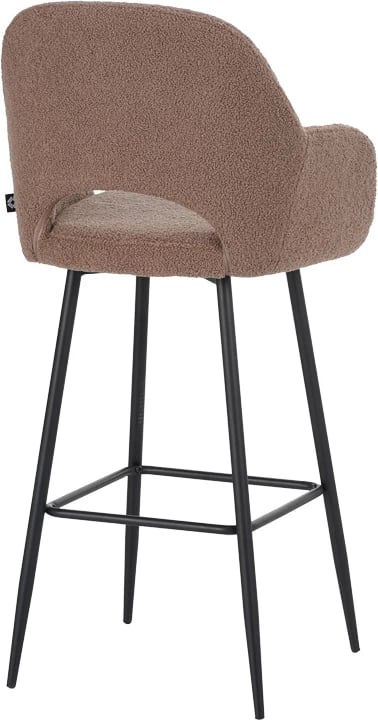 Karrige për bar Renish, stof teddy ngjyrë kapuçino, këmbë metali të zeza, 51x57x114cm