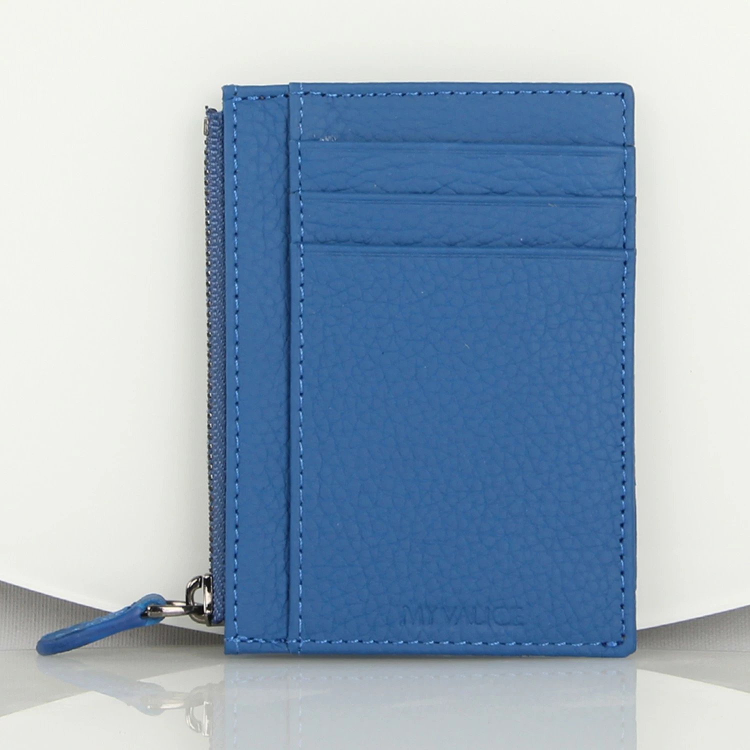 Portofol prej lëkure, ngjyrë sax blue, Zoozie Bags, 8.5x11cm