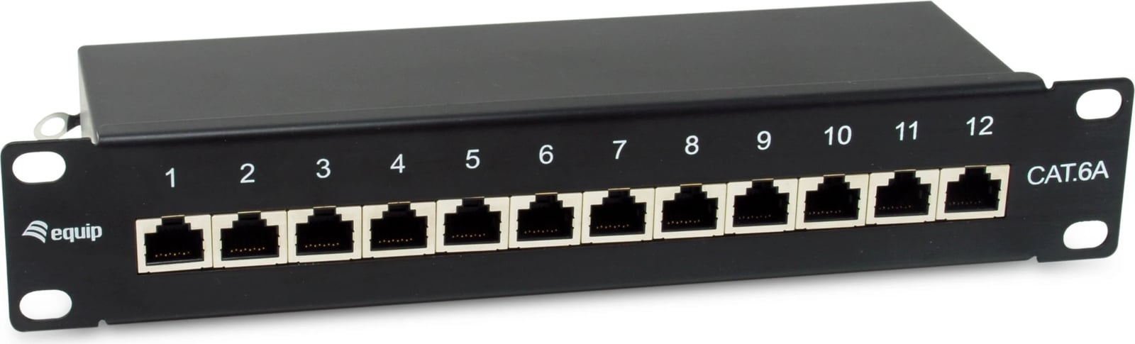 Panel rrjeti Equip 326623, 12 porta RJ-45, Cat6a, 10GBase-T, 1U, zi