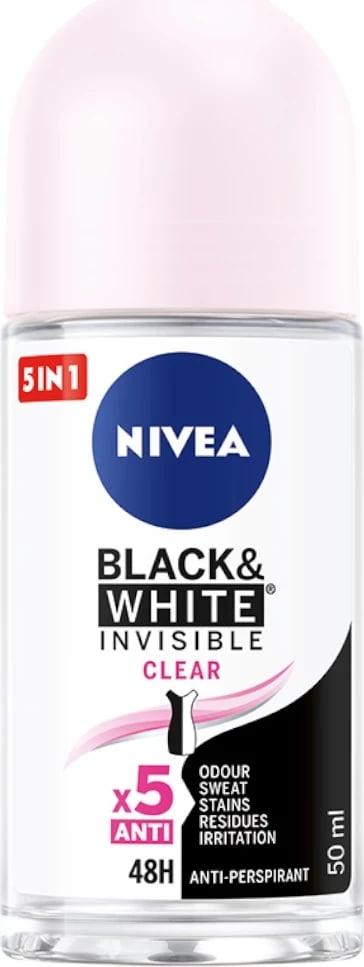 Antiperspirant roll-on për femra Nivea Black&White Invisible Clear 50ml