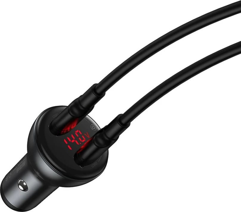 Karikues veture Baseus CCBX-0G me ekran, 2x USB, 24W, Gri