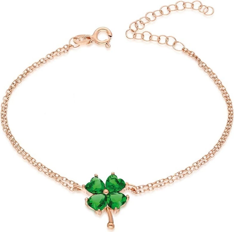 Byzylyk argjendi Jumeon, TRDYL257, i rregullueshëm, katërfletësh me gurë të gjelbër