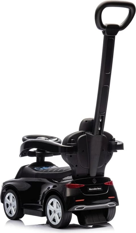 Makinë ride-on me dorezë udhëzuese, Milly Mally, Mercedes C-Class Deluxe, sedilje eko-lëkurë, goma gome, anti-tip, e zezë