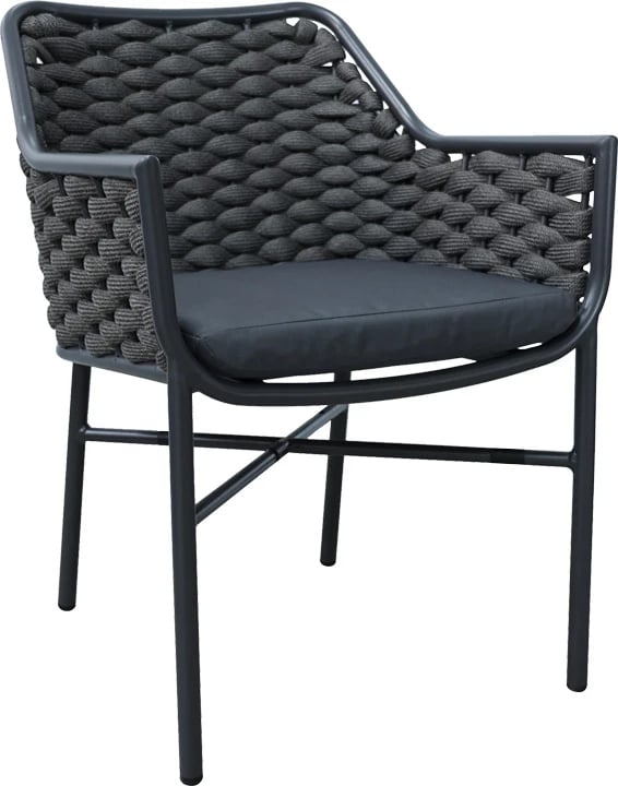 Karrige me krahë Ortegia, alumini, ngjyrë antracit, 57x62x82cm