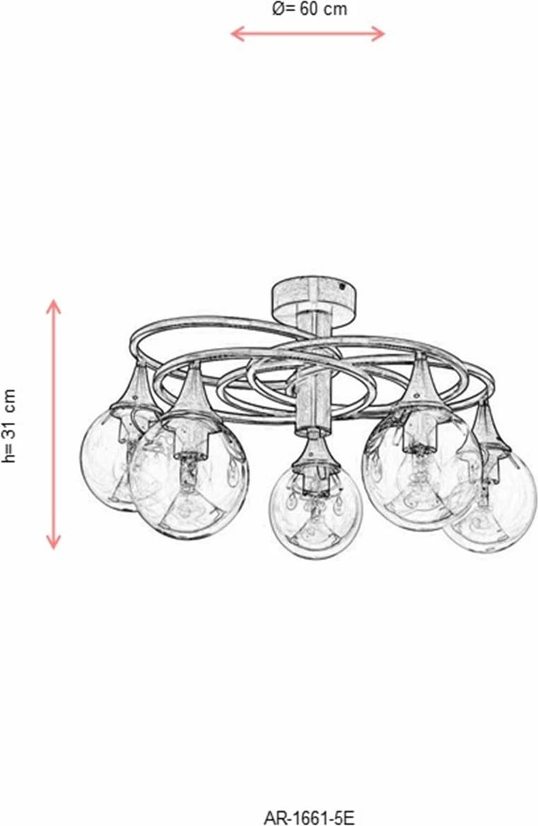 Llambë varëse Opviq, AR-1661-5E, ngjyrë antike, 5 llamba