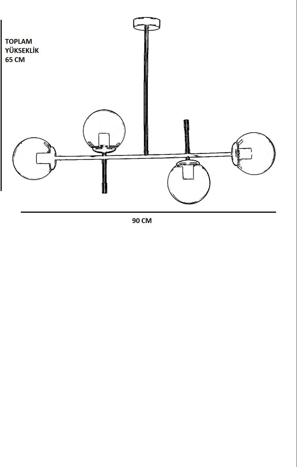 Llambë tavani Opviq Favori, 4 drita, xham i zi i tymosur