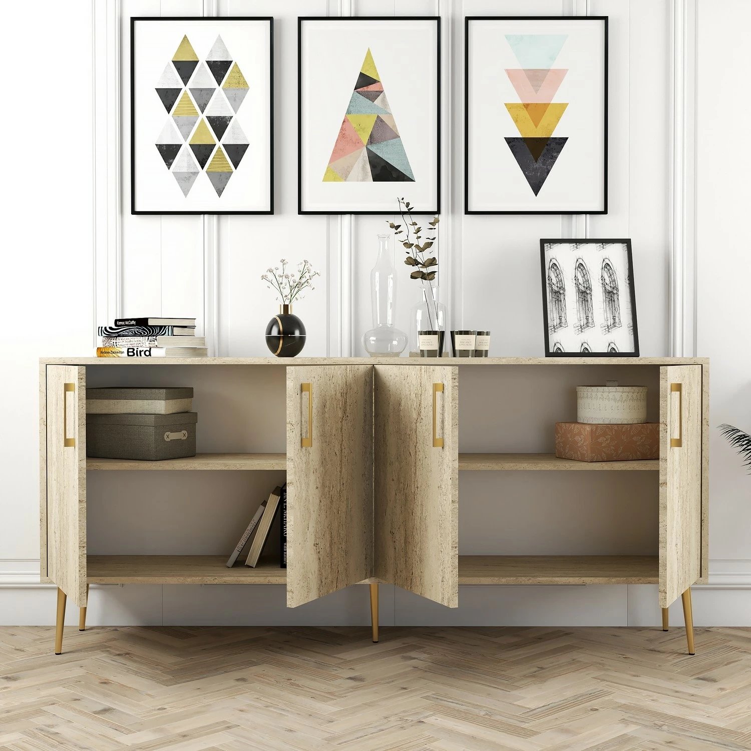 Konsolë Hanah Home, Kiev, ngjyrë travertine