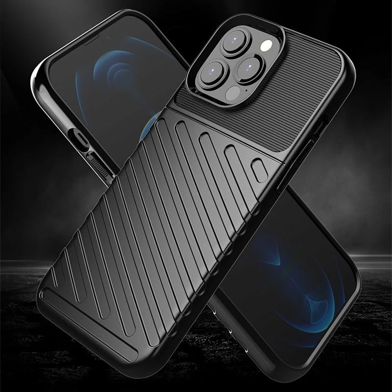 Mbështjellës Hurtel Thunder Case për iPhone 13 Pro Max, TPU, i zi