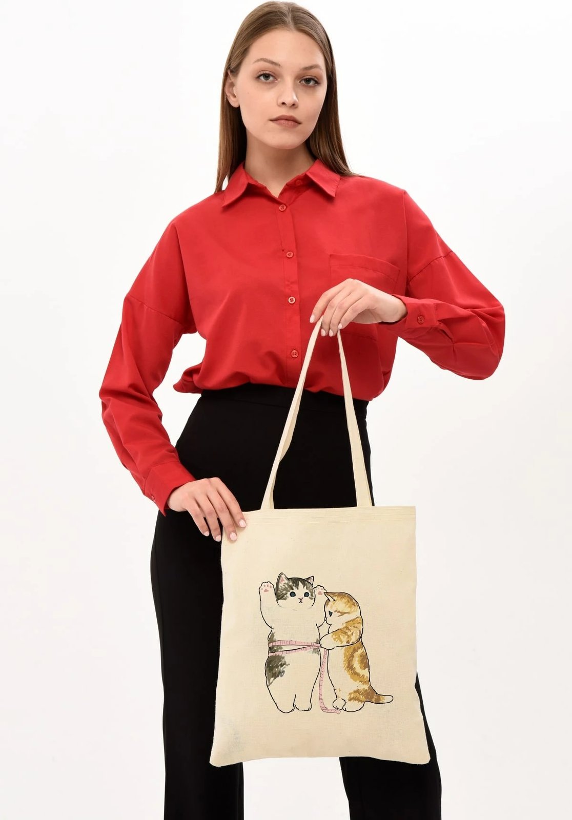 Çantë tote Zoozie Bags, krem, 35x40cm