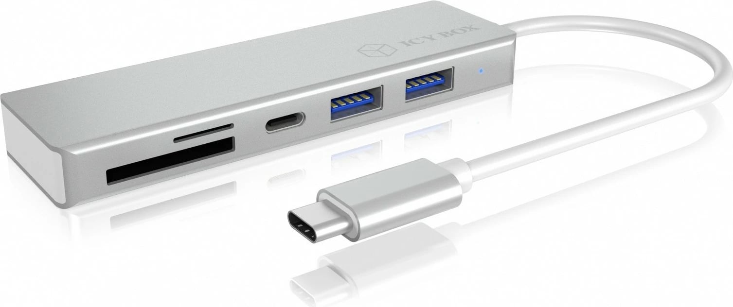 HUB USB Type-C IcyBox IB-HUB1413-CR me 3 porta USB dhe lexues kartelash, Argjend