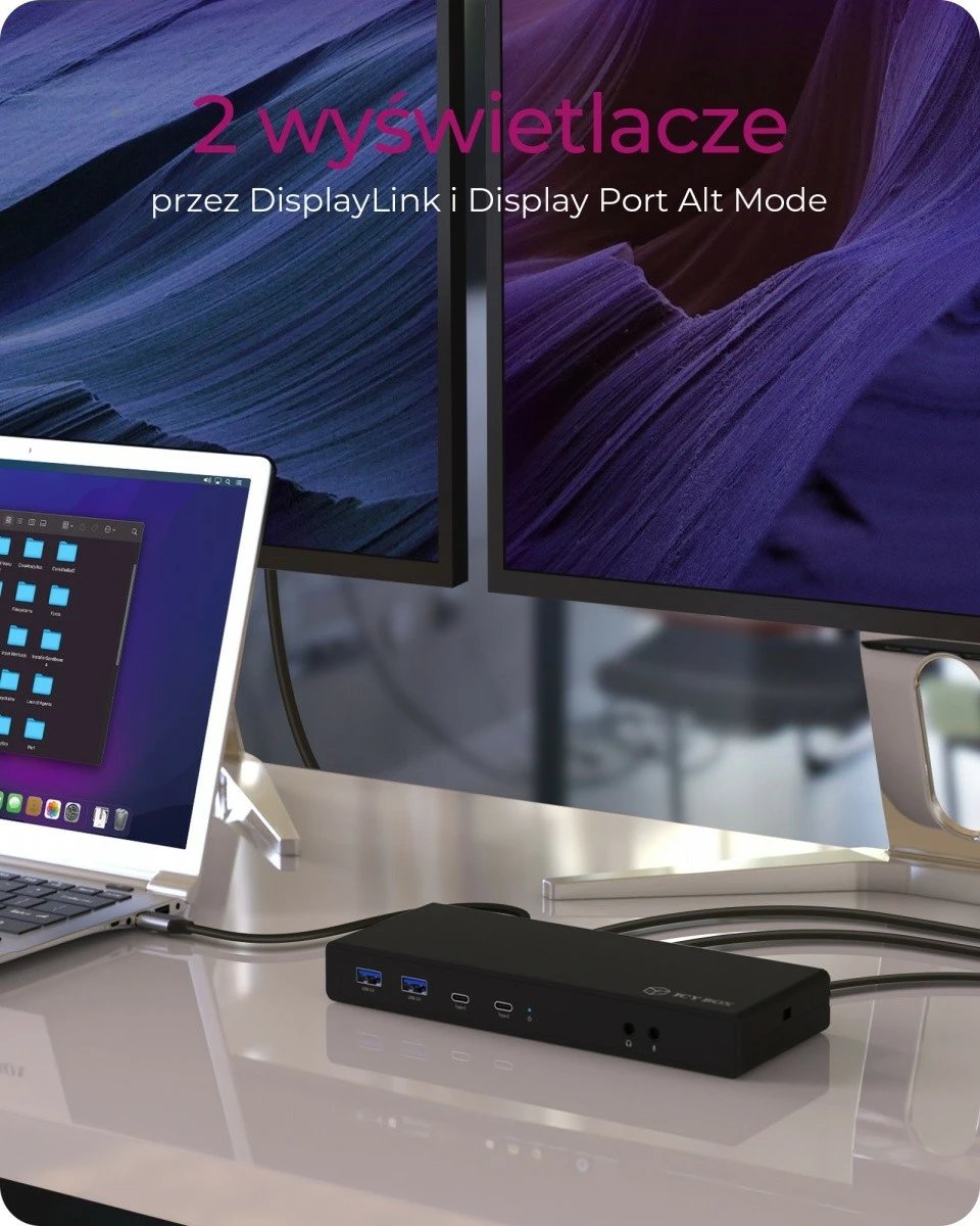 Kasë dokimi IcyBox IB-DK2245AC, 13në1, 2xDP, 2xHDMI, USB, LAN, USB-C, PD deri 60W, e zezë