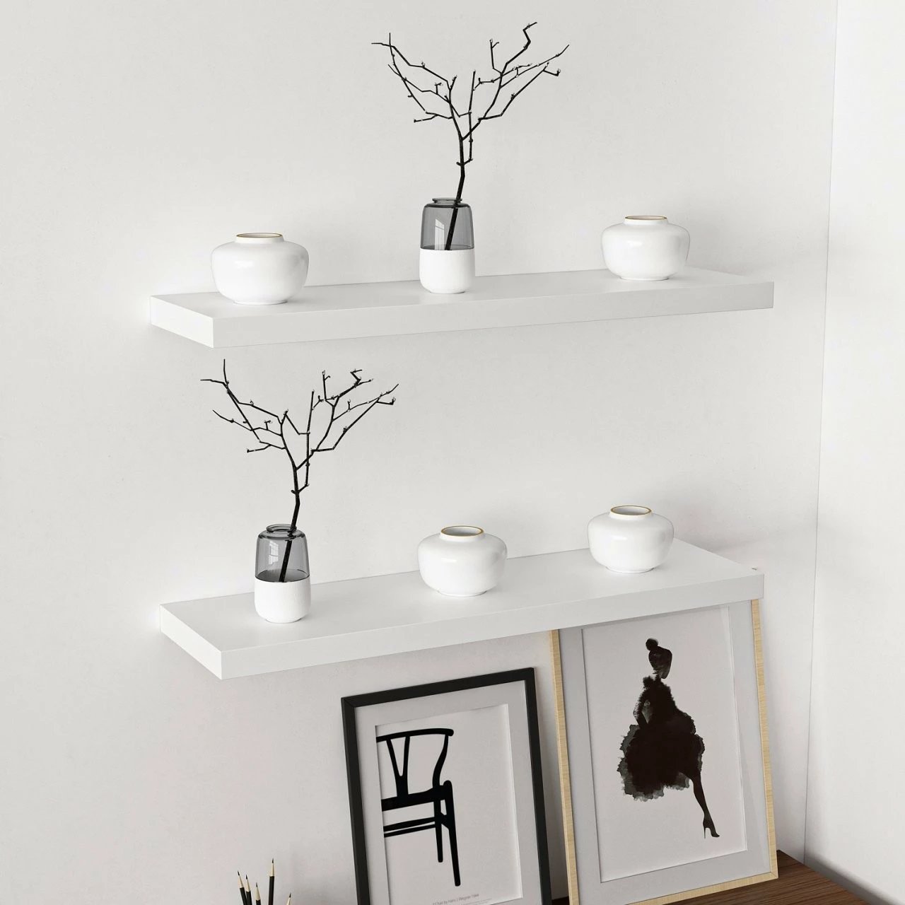 Raft muri Hanah Home, Gizli2, i bardhë, 80 cm