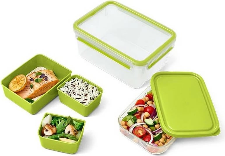 Lunchbox Emsa Clip & Go N1071600 XL, transparent, gjelbër e hapur