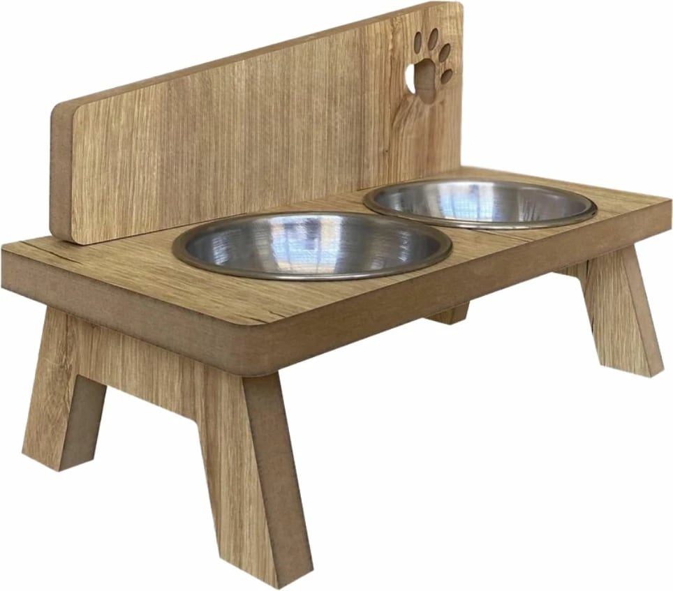 Enë ushqimi për kafshë, ngjyrë druri, Paws & Whiskers, Tori