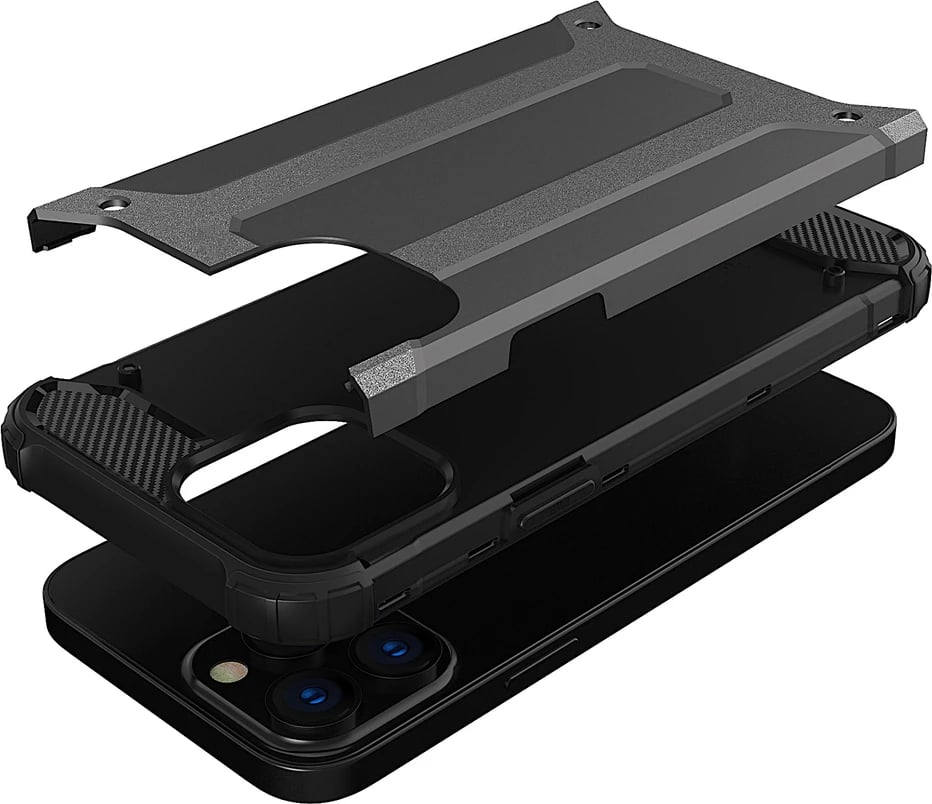 Mbështjellës Hurtel Hybrid Armor për iPhone 13 Pro, argjendtë