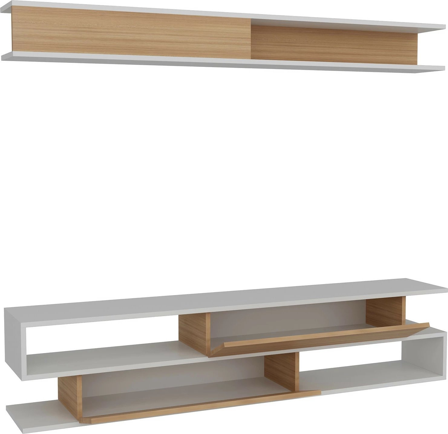 Komodë TV Hanah Home, Sims, e bardhë dhe teak