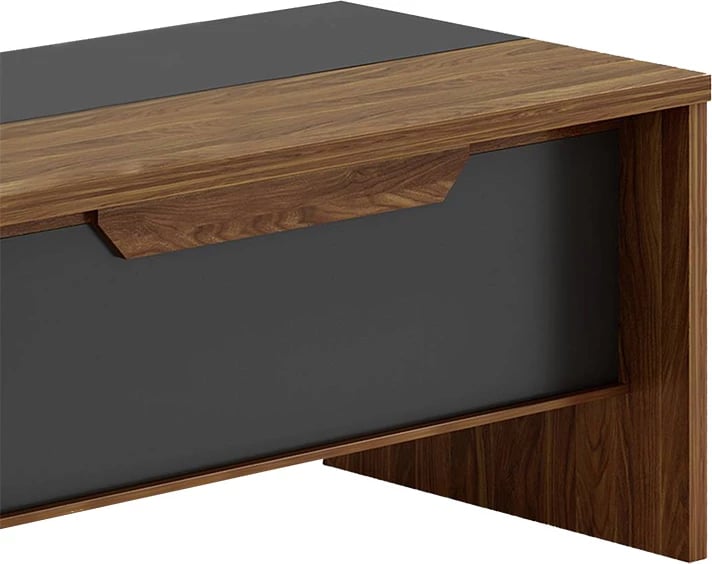 Tavolinë qoshe për zyre Oscar, arre-antracit, 200x180x76cm