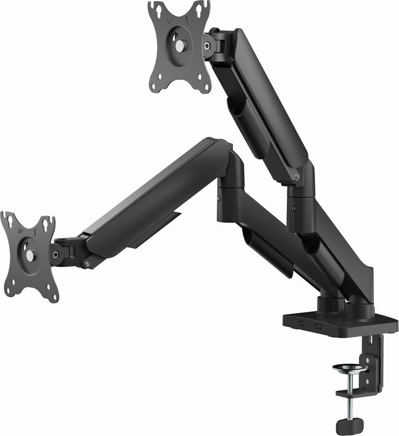 Krah monitori i rregullueshëm GEMBIRD MA-DA2U-01, për 2 ekrane, me porta USB, 17-32", zi