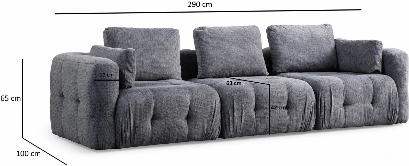 Divan treshe Amaris, ngjyrë gri