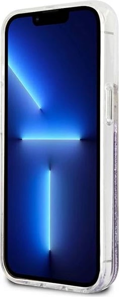 Mbështjellës Guess GUHCP13SLFLSU për iPhone 13 mini 5.4", Flower Liquid Glitter, vjollcë