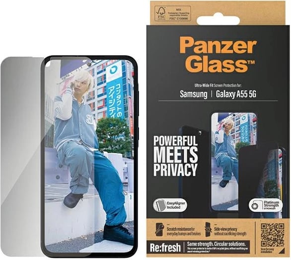 Mbrojtës ekrani PanzerGlass Ultra-Wide Fit Privacy me pozicionues, për Samsung Galaxy A55 5G