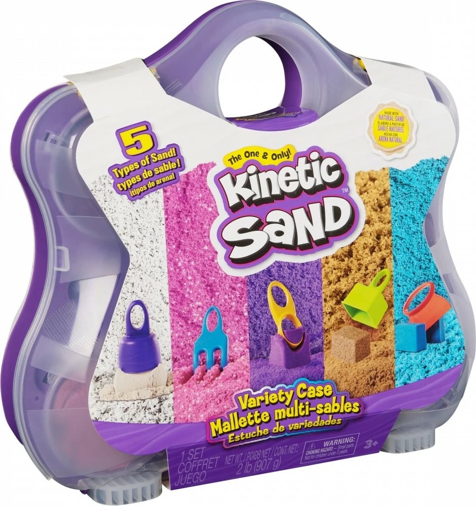 Set rërë kinetike Spin Master Kinetic Sand Sensory Box, 5 ngjyra, me valixhe